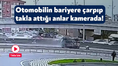 Kocaeli'nin İzmit ilçesinde beton bariyere çarparak devrilen otomobilin sürücüsü ağır