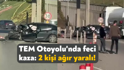 Kocaeli'de TEM Otoyolu gişelerine çarpan otomobildeki 2 kişi ağır