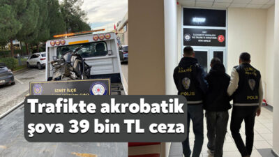 Kocaeli'nin İzmit ilçesinde motosikletle akrobatik hareketler yaparak hem kendi canını