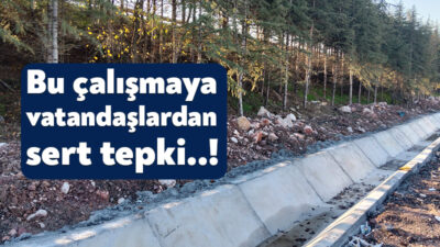 Alikaya tramvay yolu boyunca ekipler tarafından yağmur kanalı yapılıyor. Çalışma