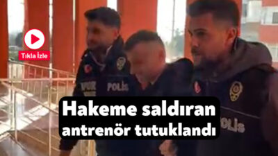 Kocaeli’nin İzmit ilçesinde U-12 Ligi’nde oynanan müsabaka sırasında kadın hakeme