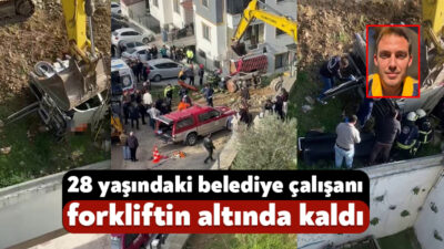 Kocaeli'nin Karamürsel ilçesinde yol çalışması sırasında devrilen forkliftin altında kalan