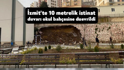 Kocaeli’nin İzmit ilçesinde bir inşaat şantiyesinde bulunan 10 metrelik istinat