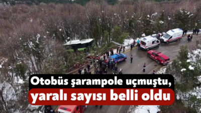 Kocaeli'nin Kartepe ilçesinde şehir içi toplu taşıma otobüsünün şarampole yuvarlandığı