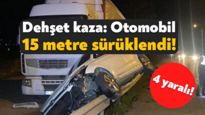 Kocaeli'nin Kartepe ilçesinde kontrolden çıkan otomobil, bariyerlerin üzerinde 15 metre