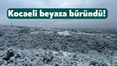 Kocaeli'de gece saatlerinde etkili olan kar yağışı, kenti beyaza