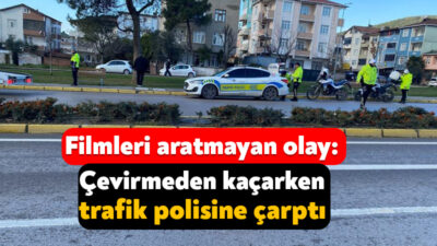 Kocaeli'de uygulamadan kaçarken trafik polisine çarpan motosikletli kısa sürede yakalanırken