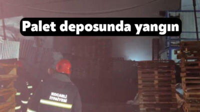 Kocaeli'nin Çayırova ilçesinde palet deposunda çıkan yangın, itfaiye ekiplerinin müdahalesiyle