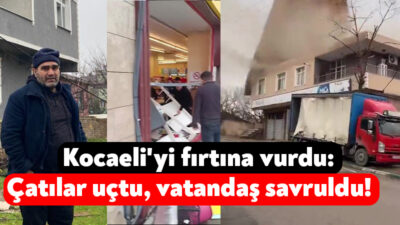 Kocaeli'nin Körfez ilçesinde etkili olan fırtına nedeniyle çok sayıda evin