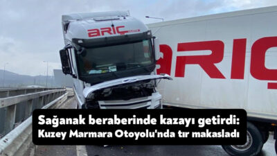 Kocaeli Kuzey Marmara bağlantı yolunda sağanak yağış nedeniyle kayganlaşan yolda