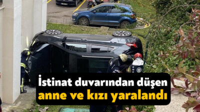 Kocaeli'nin Derince ilçesinde geri manevra yaparken istinat duvarından düşen