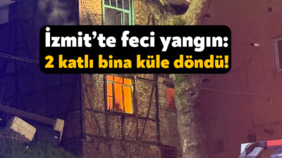 Kocaeli'nin İzmit ilçesinde alev alev yanan 2 katlı ahşap bina