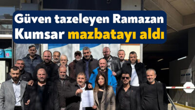 Kocaeli Pazarcılar Odası Başkanı Ramazan Kumsar, seçim kurulundan mazbatasını alarak