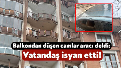 İzmit’te yer alan bir apartman balkonundan camlar düştü. Camlardan birisinin