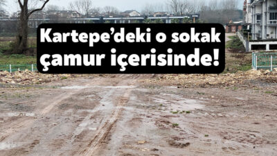 Kartepe’de yolların çamur içerisinde olmasına bölge halkı tepki gösterdi. Yolda