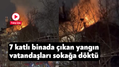 Kocaeli'nin İzmit ilçesinde 7 katlı apartmanın çatı katında çıkan yangın