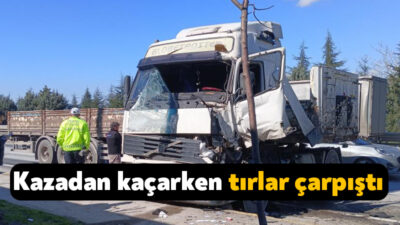 Kocaeli'de yavaşlayan trafikte öndeki araca çarpmamak için manevra yapan tır