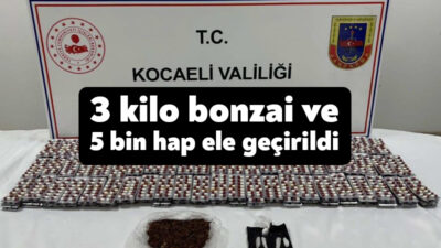 Kocaeli'de jandarma ekiplerince düzenlenen uyuşturucu operasyonlarında, 3 kilogram bonzai ile