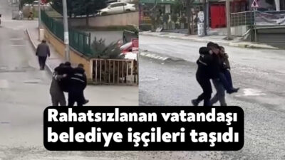 Çayırova'da Semt Poliklinikleri önünde rahatsızlanarak kaldırıma oturan yaşlı vatandaşın imdadına