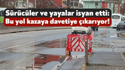 Gölcük D130 Karayolu üzerindeki Kerimağa rampası yönündeki yağmur suyu birikintisi