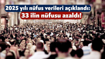TÜİK, 2025 yılı Türkiye nüfusunu açıkladı. Buna göre; ülkü nüfusu