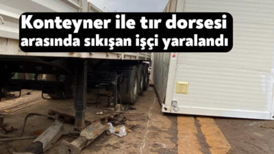 Kocaeli'nin Körfez ilçesinde tıra yüklenen konteyner ile dorse arasında sıkışan