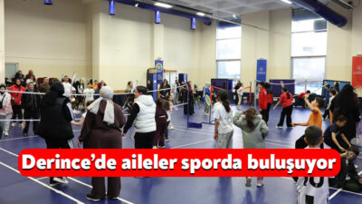 Derince’de ailelerin ve çocukların katılımıyla düzenlenen spor şöleni, badminton ve