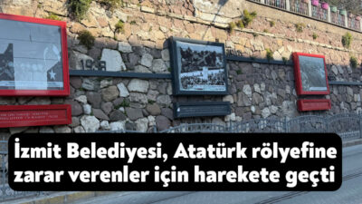 İzmit Tren Garı yolundaki Atatürk ve Cumhuriyet temalı rölyefe kimliği
