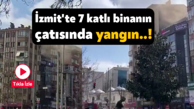Kocaeli'nin İzmit ilçesinde 7 katlı bir apartmanın çatısında bulunan bacada