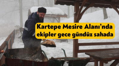 Kartepe Belediyesi’nin hizmete sunduğu Kartepe Mesire Alanı, kar yağışıyla birlikte