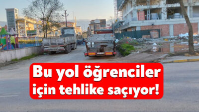 Kartepe’de çocukların okula gitmek için kullandığı yol tehlike saçıyor. Yaya