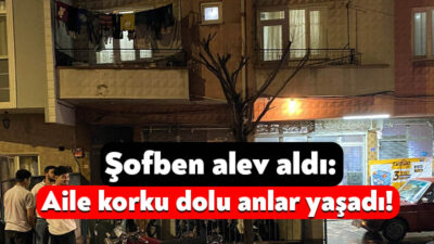 Kocaeli’nin Körfez ilçesinde evde bulunan şofben alev alırken, aile korku