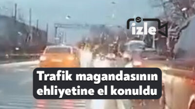 Kocaeli'de sahil yolunda tehlikeli araç kullanan sürücü yakalandı. Ehliyetine el