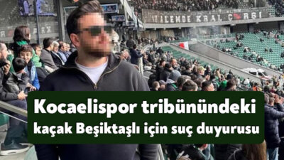 Kocaelispor tribününe kaçak giren ve maç esnasında sosyal medya hesabında