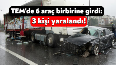 TEM Otoyolu'nun Kocaeli geçişinde yağış nedeniyle kayganlaşan yolda 6 aracın