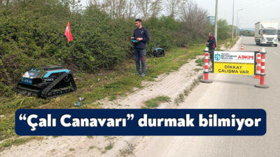 Kocaeli Büyükşehir Belediyesi’nin sahadaki güçlü ekipmanlarından “Çalı Canavarı”, kent genelinde