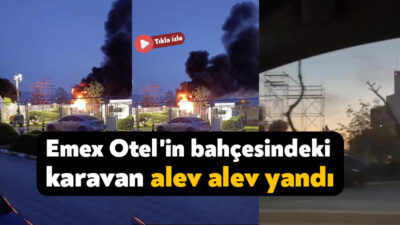 Kocaeli’nin İzmit ilçesindeki Emex Otel'in bahçesinde park halinde bulunan
