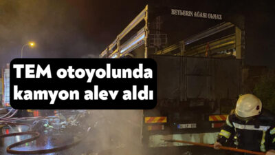 Kocaeli’nin Derince ilçesinde TEM Otoyolu üzerinde seyir halindeki tekstil yüklü