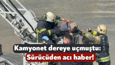 Kocaeli'nin İzmit ilçesinde demir korkulukları aşan kamyonetin dereye düştüğü kazada