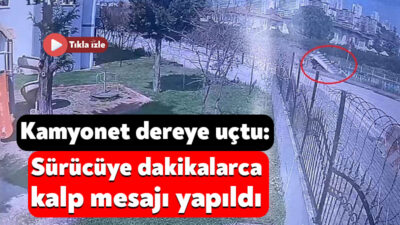 Kocaeli'nin İzmit ilçesinde demir korkulukları sökerek dereye düşen kamyonetin sürücüsü