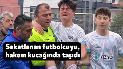 Kocaeli U15 Ligi'nde oynanan karşılaşmada sakatlanan ve acı içinde