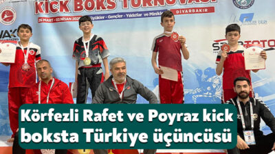 Körfez Gençlerbirliği’nin genç kick boks sporcuları Rafet Eren ve Poyraz