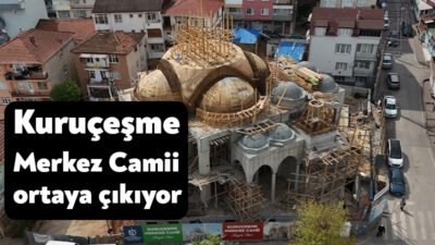 Kocaeli Büyükşehir Belediyesi’nin koordinasyonunda yapımı süren Kuruçeşme Merkez Camii’nde çalışmalar