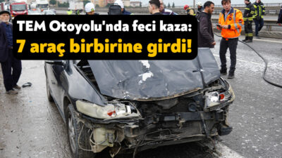 TEM Otoyolu'nun Kocaeli geçişinde seyir halindeki bir araçtan dökülen imalat