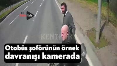 Kocaeli'nde belediye otobüsü şoförünün, yaşlı vatandaşa eşlik ederek yolun