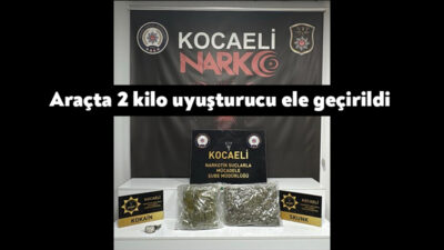 Kocaeli’nin Derince ilçesinde durdurulan araçta yapılan aramada 2 kilo 180