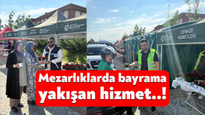 Büyükşehir Belediyesi ekipleri, Kurban Bayramı öncesinde kabir ziyaretine gelen vatandaşları