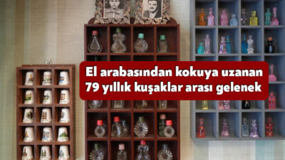 Kocaeli'de 1947 yılında Kolonyacı Hikmet'in el arabasında mendil ve çorap
