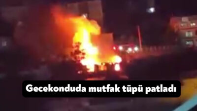 Kocaeli'nin Dilovası ilçesinde gecekonduda çıkan yangında mutfak tüpü bomba gibi