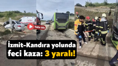 Kocaeli'nin İzmit ilçesinde belediye otobüsü ile otomobilin çarpışması sonucu 3